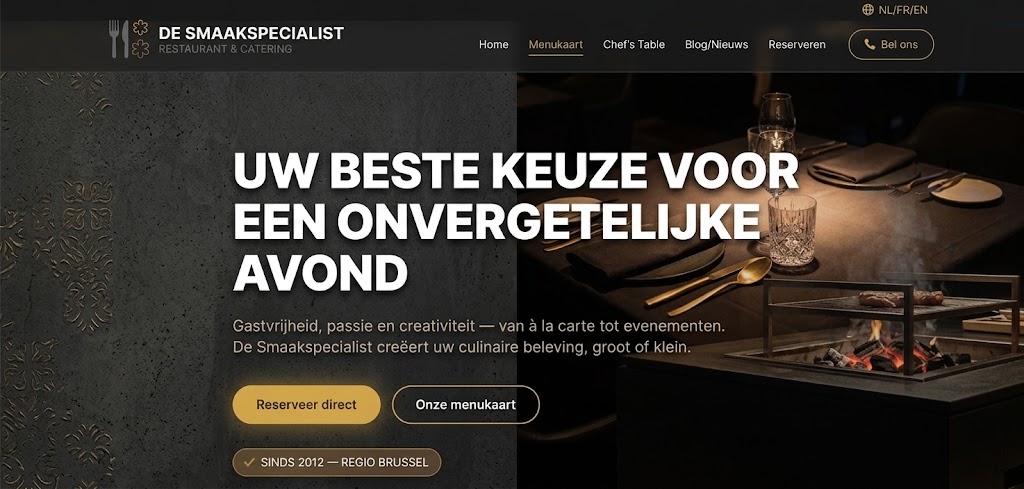 Voorbeeld Pro website voor een restaurant met menu en reservaties door Vervloet Solutions