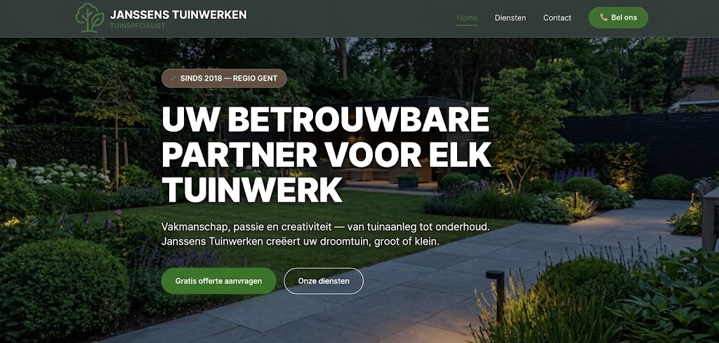 Voorbeeld Starter website one-pager voor tuinaanleg door Vervloet Solutions